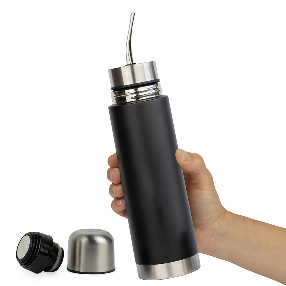 NUEVA botella de mate de acero inoxidable autoservicio, vaso térmico para mate 2 en 1 con bombilla incorporada, termo para yerba mate, todo en uno.