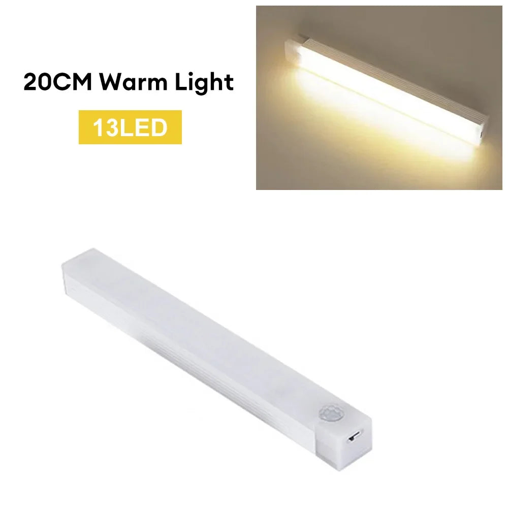 Luz LED con sensor de movimiento, luz nocturna LED inalámbrica recargable tipo C, lámpara para armario, lámpara de armario, retroiluminación de escalera para cocina.
