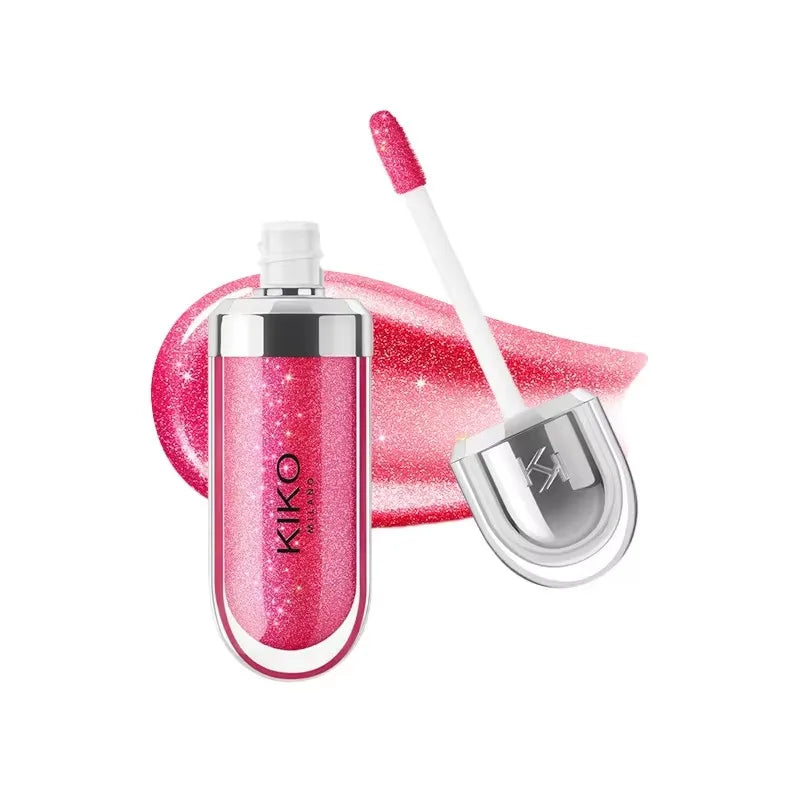 KIKO 3D Liquid Lip Glaze Brillo labial transparente Lápiz labial con efecto espejo Labios nutritivos, brillantes y voluminosos que no se desvanecen Maquillaje con pasta de frijoles y té con leche