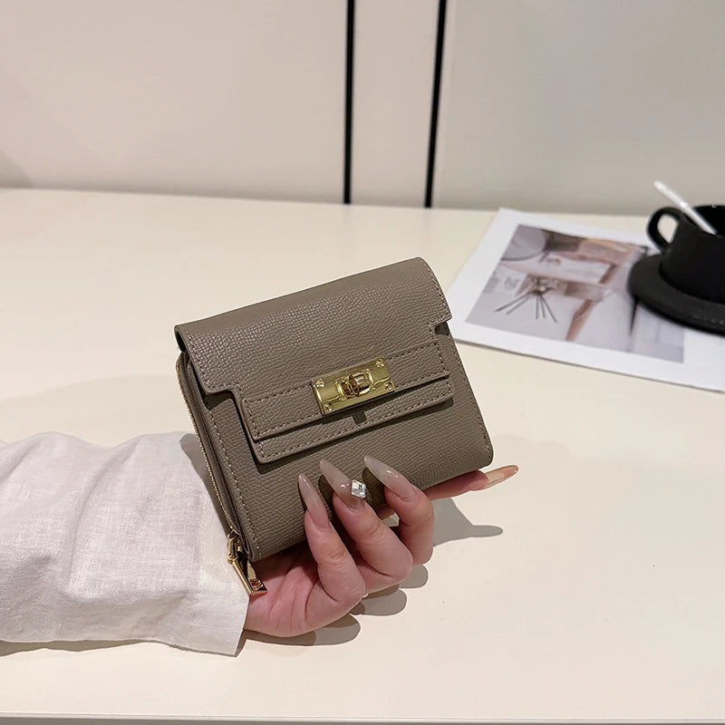 Cartera retro para mujer, gran capacidad, múltiples ranuras para tarjetas, comercio exterior, multifuncional, plegable en tres partes.