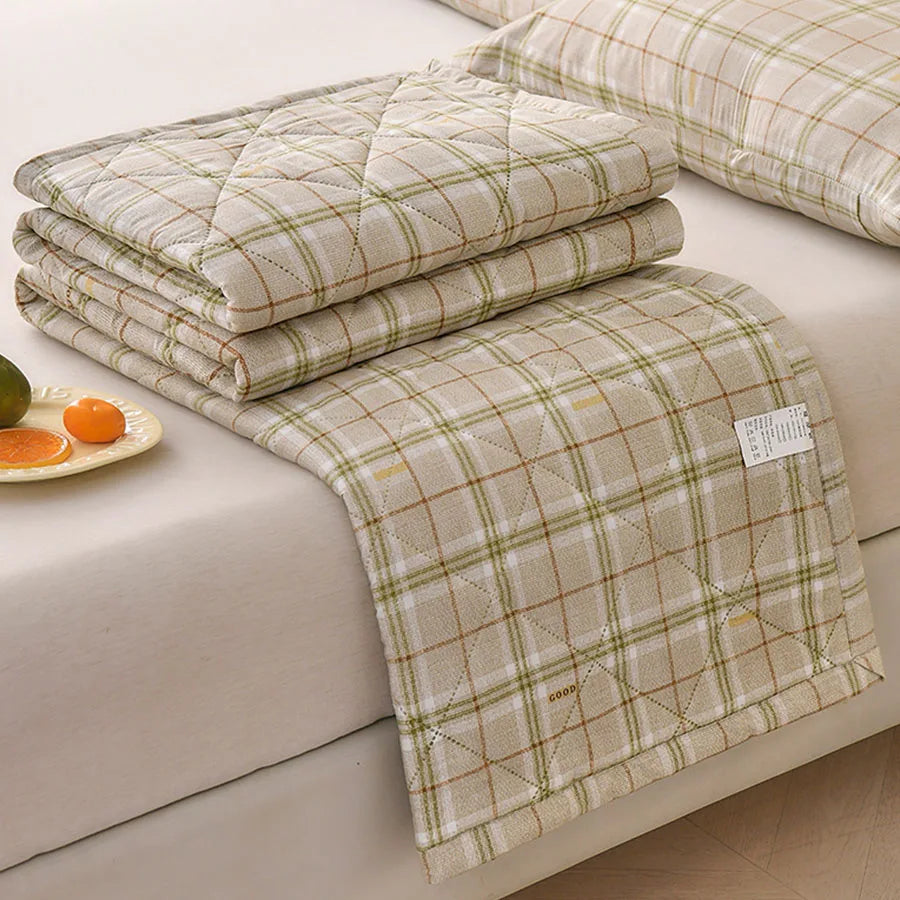 Edredón delgado de verano, suave, para aire acondicionado, para las cuatro estaciones, lavable a máquina, manta individual o doble, edredón acolchado ultrasónico