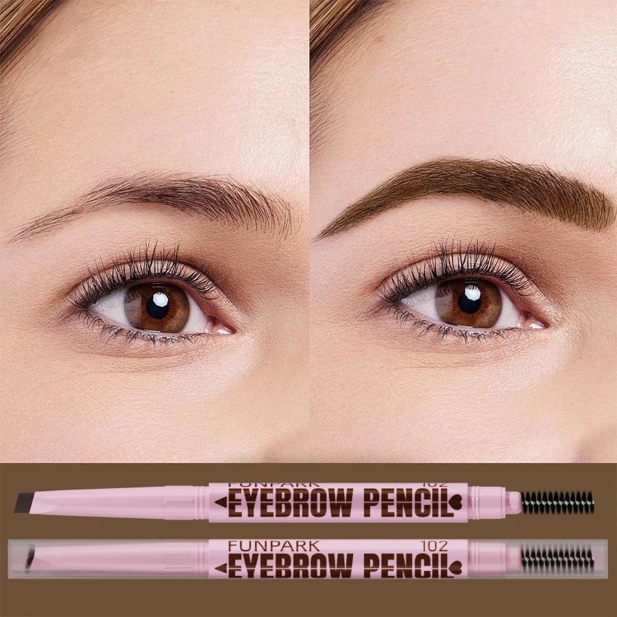 Lápiz de cejas 2 en 1, maquillaje profesional para mujer, 5 colores, resistente al agua, pincel para tatuaje de cejas, larga duración.