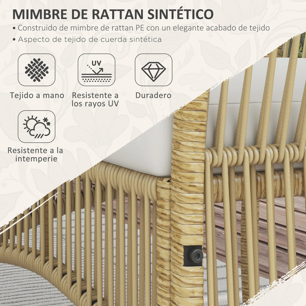 Conjunto de muebles de jardín de ratán Outsunny de 4 piezas con sofá, sillones y mesa.