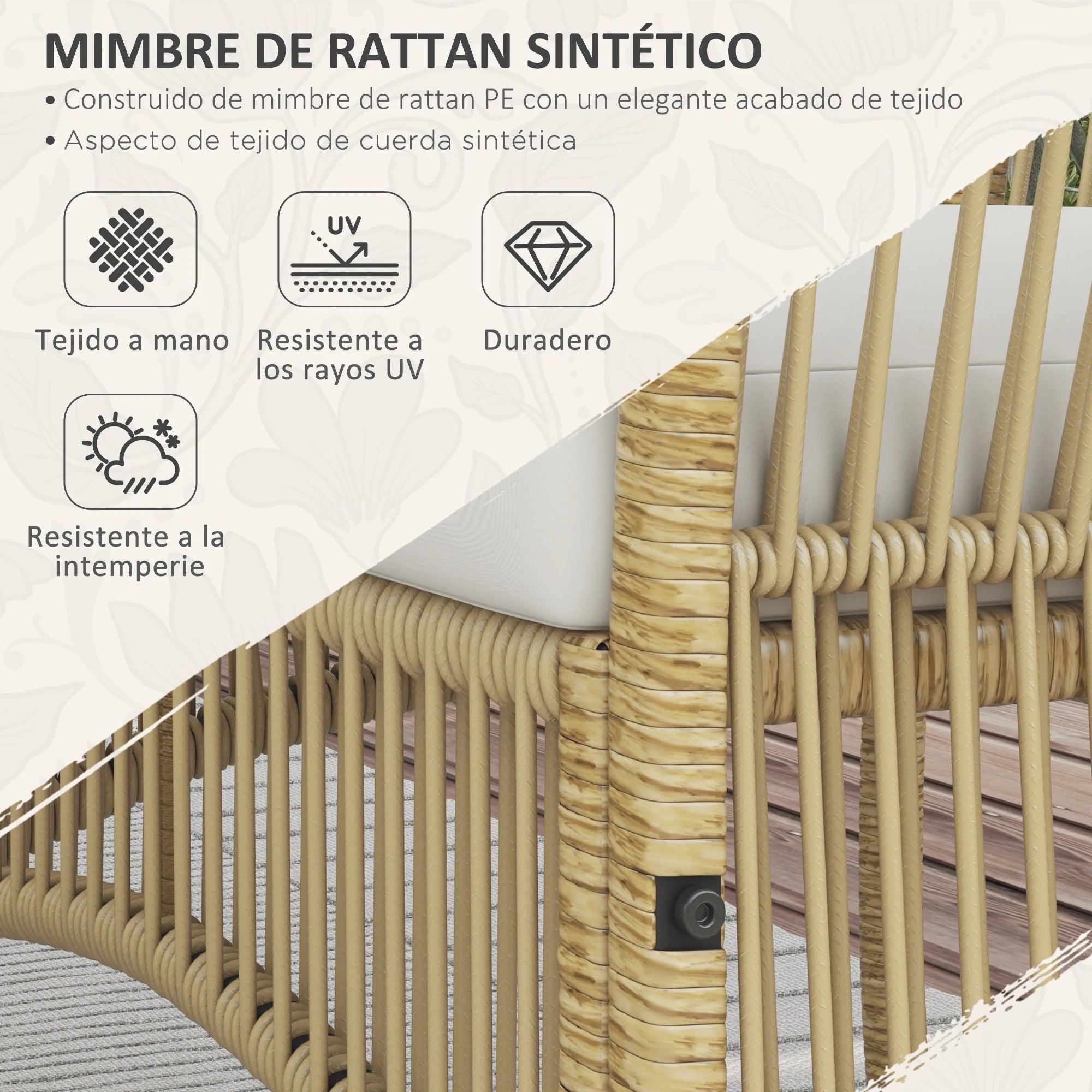 Conjunto de muebles de jardín de ratán Outsunny de 4 piezas con sofá, sillones y mesa.