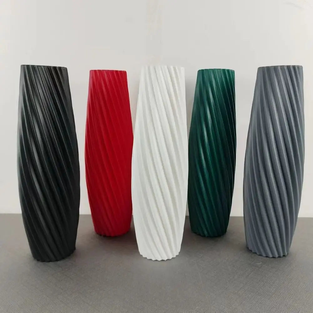 Jarrón de plástico de color liso con diseño de rayas, maceta para arreglos florales, jarrón decorativo nórdico para sala de estar.