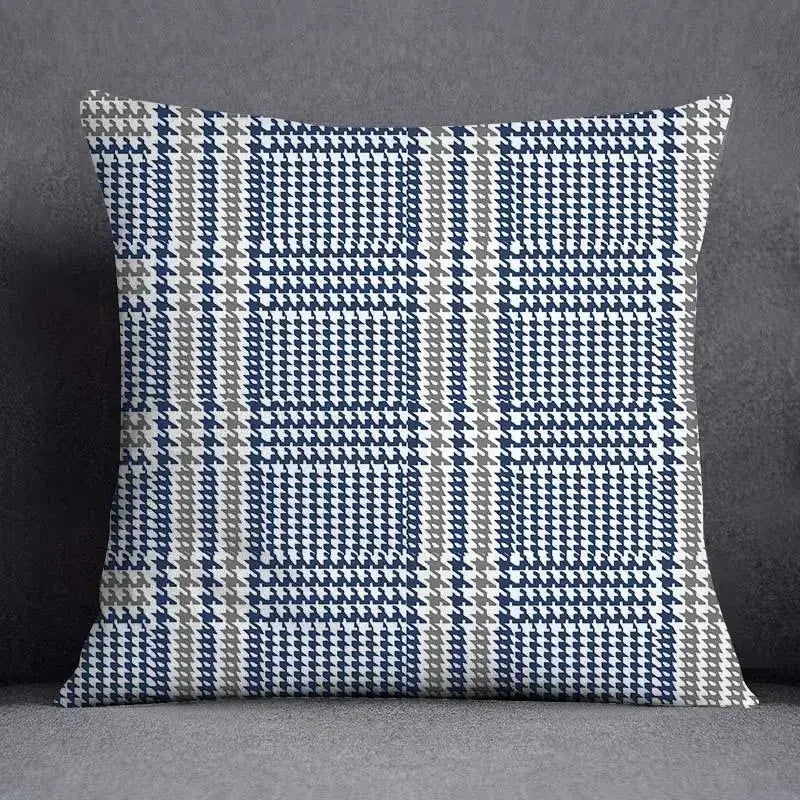 Funda de cojín de 45x45 cm con estampado geométrico, poliéster, azul grisáceo, funda de almohada para sofá, cojín decorativo, funda de almohada para el hogar