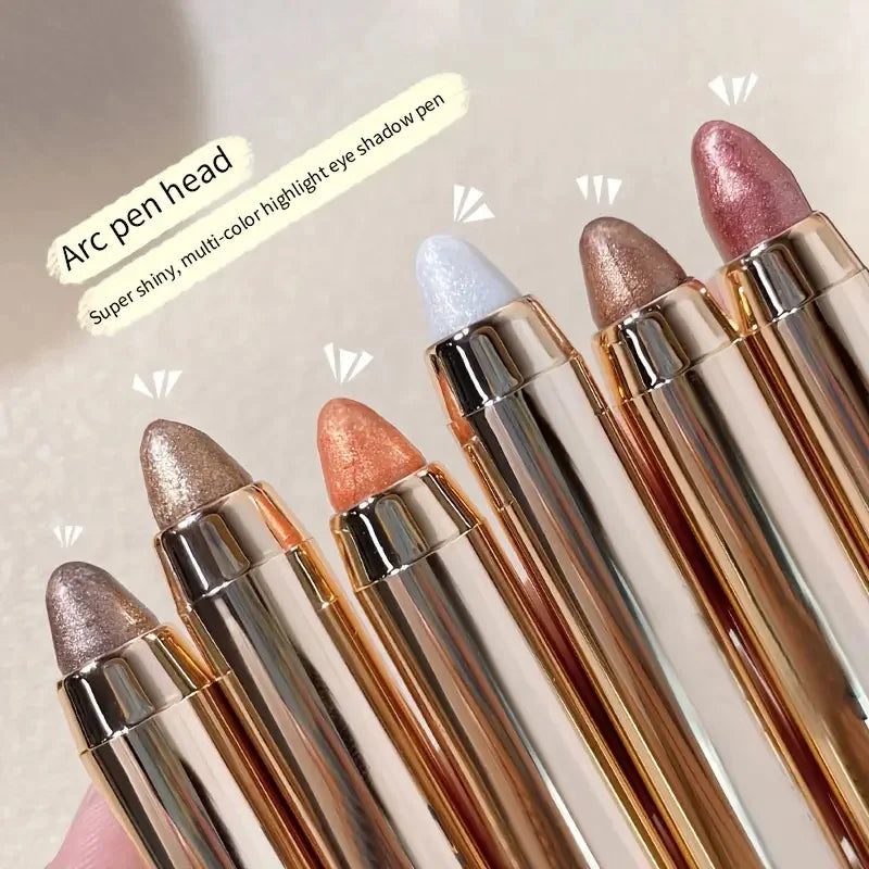 Lápiz de sombras de ojos de doble punta: iluminador y lápiz aclarador con brillo nacarado y acabado mate.