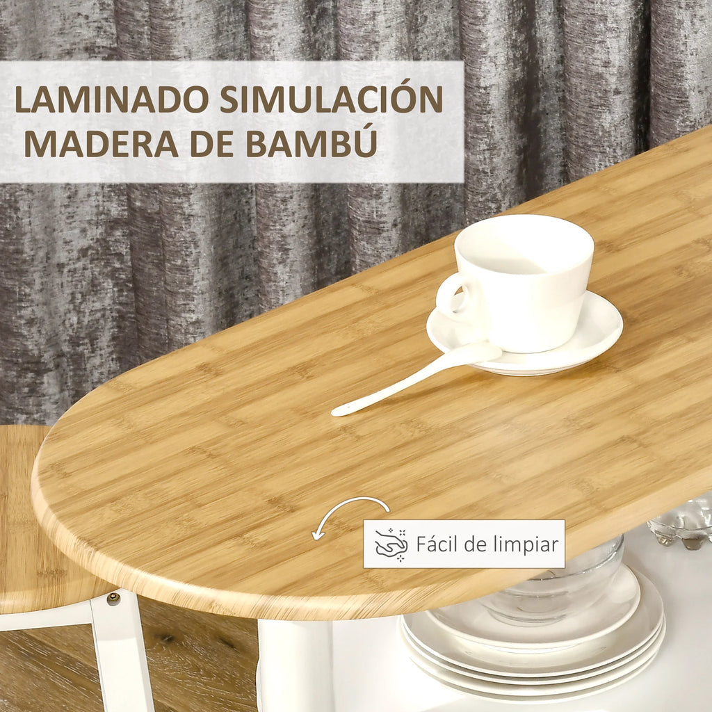 Homcom Bar Table Set with 1 Drawer 2 Shelves Removable Basket and Bottle Rack Furniture Set with 119X38.5X88.5 cm High Table and 2 Stools 29X29X55 cm for Dining Room Kitchen White