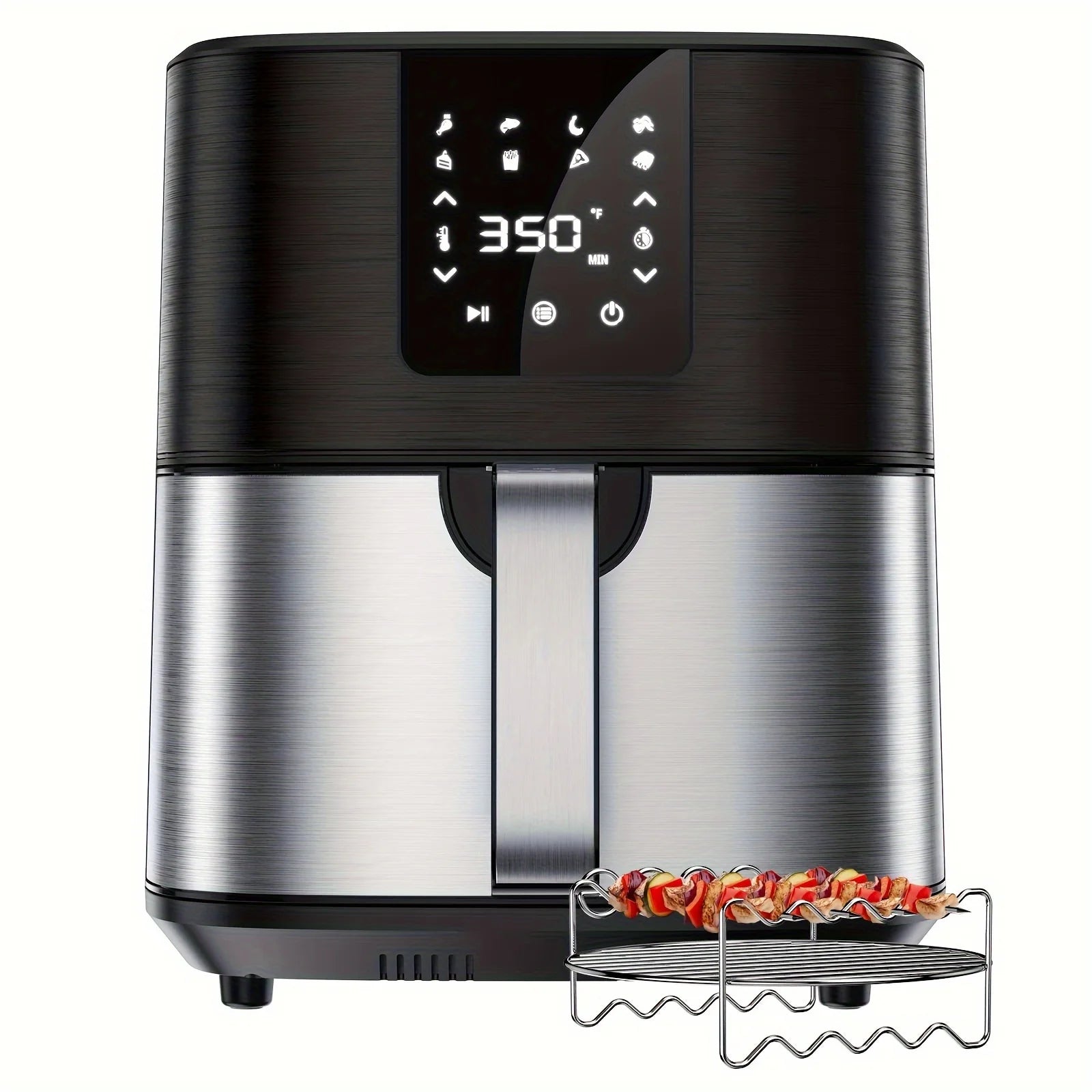 Freidora de aire grande KitCook, 1500 W, 7 cuartos de galón, temperatura ajustable de 100 a 400 °F, 8 menús preestablecidos, pantalla táctil digital, sin