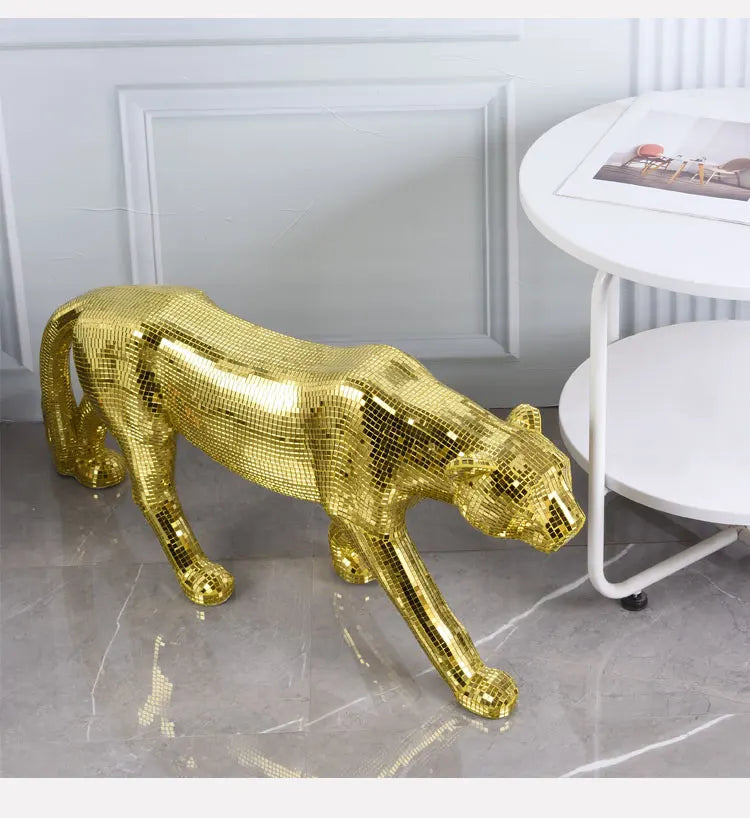 Adornos largos de leopardo para decoración de sala de estar, figuras escultóricas, hogar moderno, mueble de TV, estatua de escritorio de oficina, 82 cm personalizados