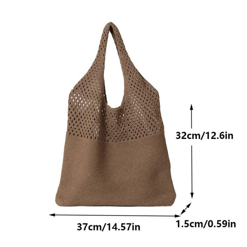Bolsos de punto para mujer, bolso tote de gran capacidad, bolso grande de playa de verano, bolsos de hombro informales de tejido hueco, paquete femenino