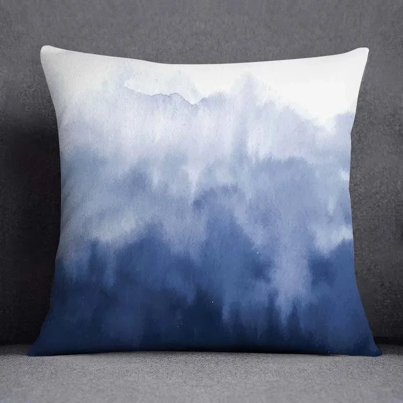 Funda de cojín de 45x45 cm con estampado geométrico, poliéster, azul grisáceo, funda de almohada para sofá, cojín decorativo, funda de almohada para el hogar