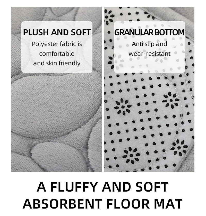 Juego de tres piezas: 1 juego de alfombras de baño sencillas, absorbentes de agua y antideslizantes con estampado de piedra, de color liso, cómodas y suaves.