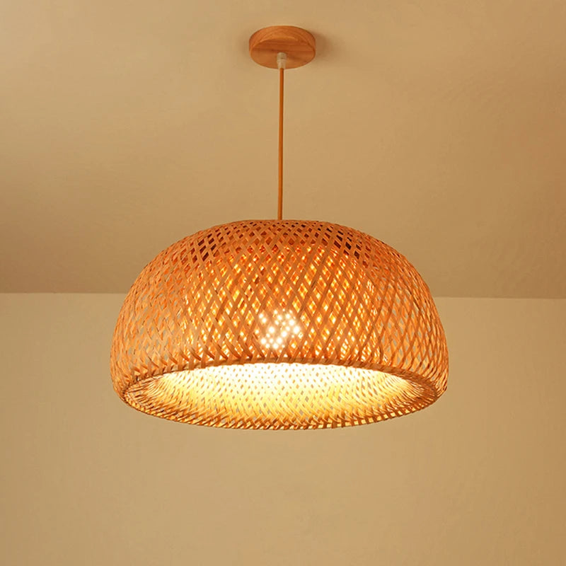 Lámparas colgantes tejidas a mano estilo chino de 18/19/30 cm, lámparas colgantes de bambú para restaurantes y decoración del hogar.