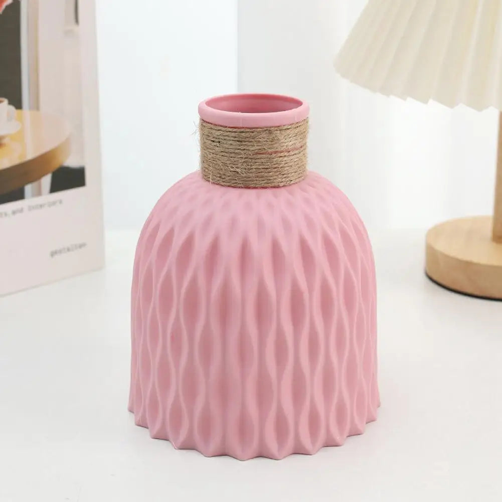 Jarrón de plástico con cuerda, arreglo floral, maceta DIY, sala de estar, porcelana, imitación de flor, adornos de decoración para el hogar.