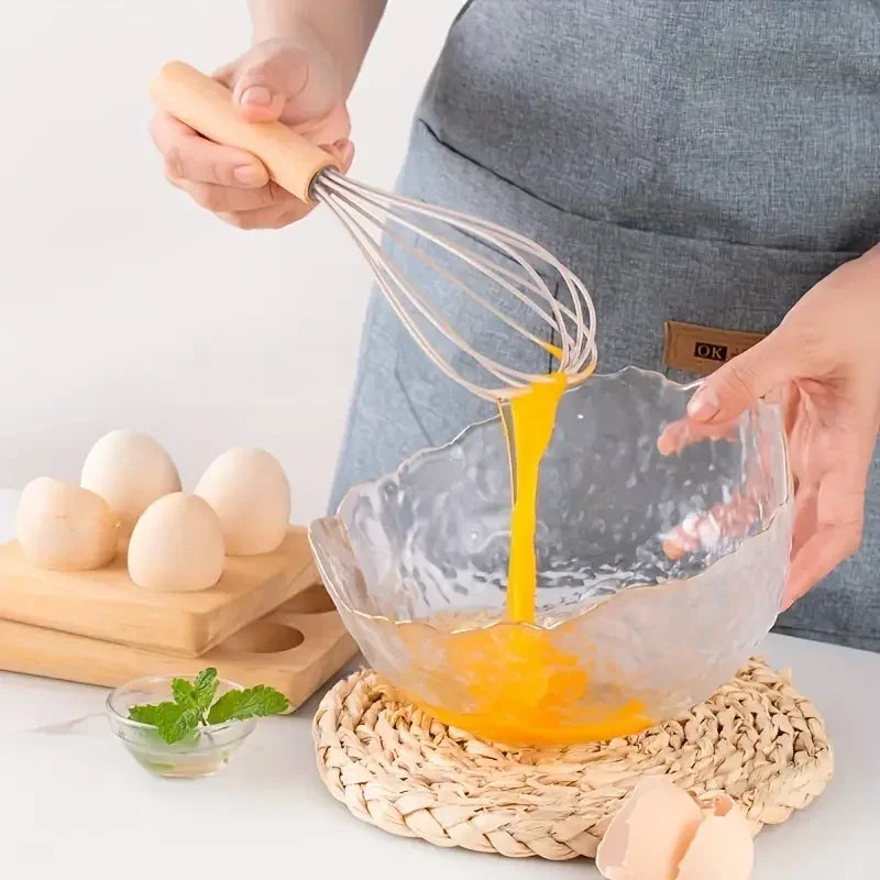 Juego de 12 piezas de utensilios de cocina de silicona multicolor con mango de madera, antiadherentes, espátula y cuchara, resistentes al calor.