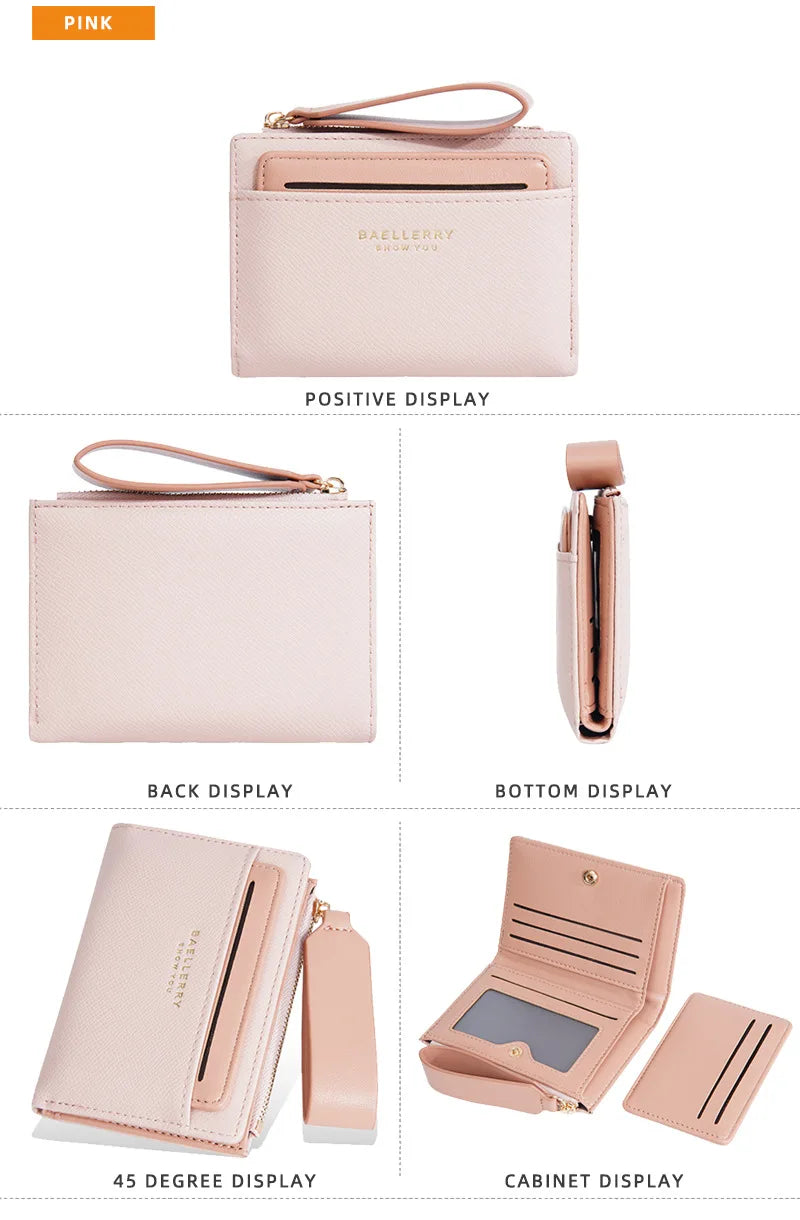 Nueva cartera para mujer con cremallera corta, elegante y de alta gama, con múltiples ranuras para tarjetas, tarjetero japonés y coreano para mujer.