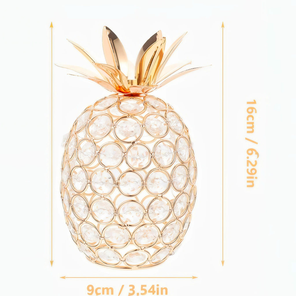 Portavelas moderno de cristal dorado y plateado con forma de piña para velas pequeñas. Adorno de piña ideal para regalos de boda y decoración de mesa.