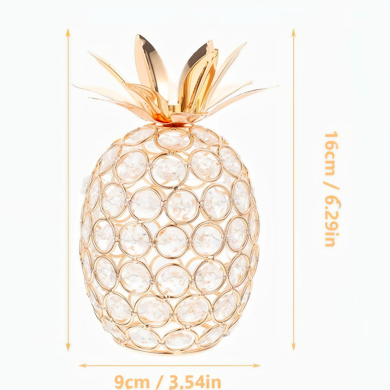 Portavelas moderno de cristal dorado y plateado con forma de piña para velas pequeñas. Adorno de piña ideal para regalos de boda y decoración de mesa.