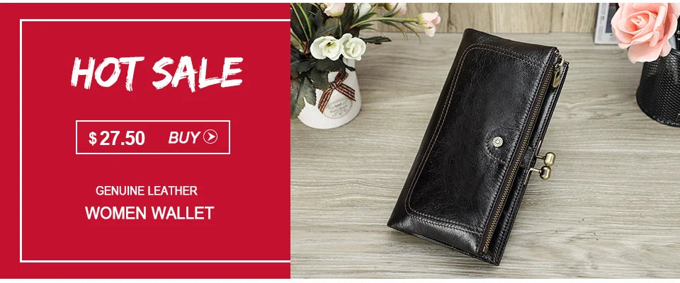 Carteras de cuero genuino Contact'S para mujer y hombre, cartera corta pequeña con bloqueo RFID, tarjetero, monedero rojo para mujer