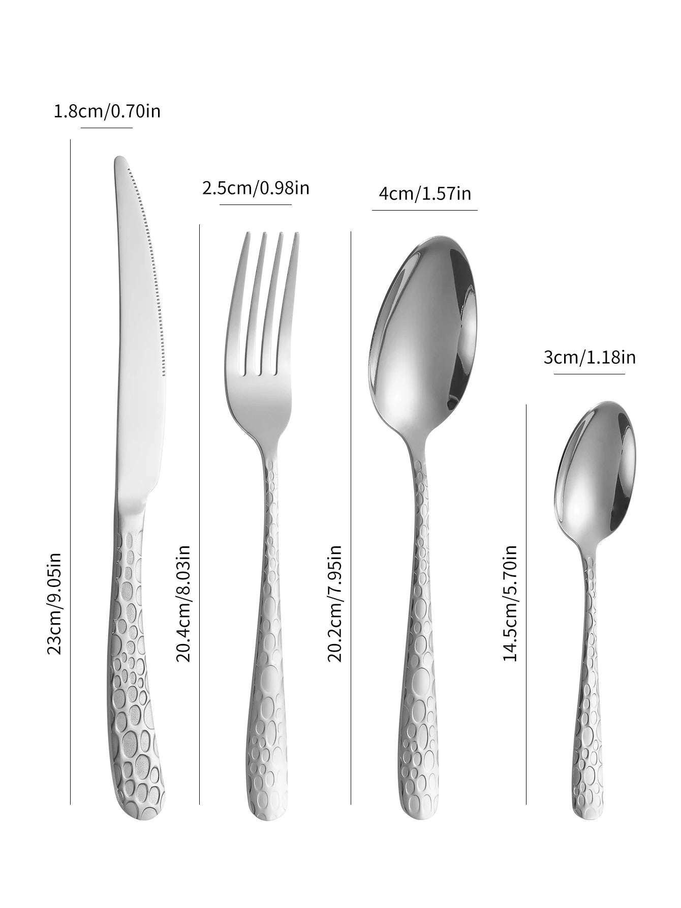 Vajilla de acero inoxidable plateada de 4/6/16/24 piezas con cuchillo para carne, tenedor de mesa, cuchara sopera y cucharilla de té. Vajilla delicada para el hogar.