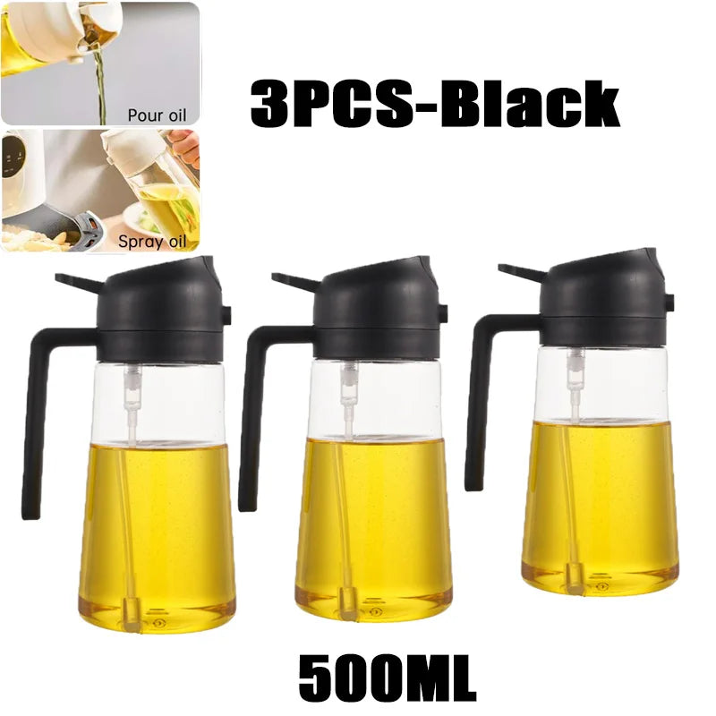 Botella pulverizadora de aceite de 200/300/500 ml para barbacoa, cocina, aceite de oliva, pulverizador de aceite de plástico para hornear, botella vacía, botella de vinagre o pincel de aceite