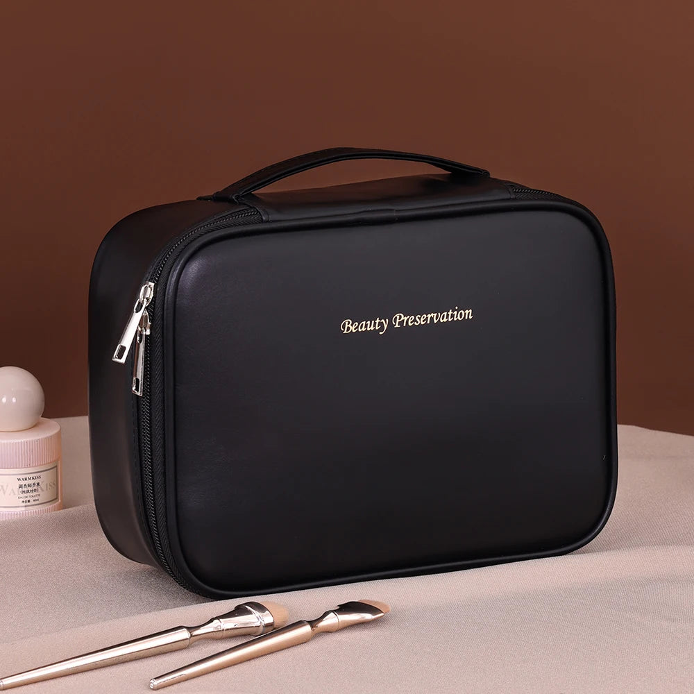 Neceser grande de PU para mujer, ideal para artículos esenciales de viaje. Bolsa de maquillaje y cosméticos. Organizador de cosméticos de lujo.