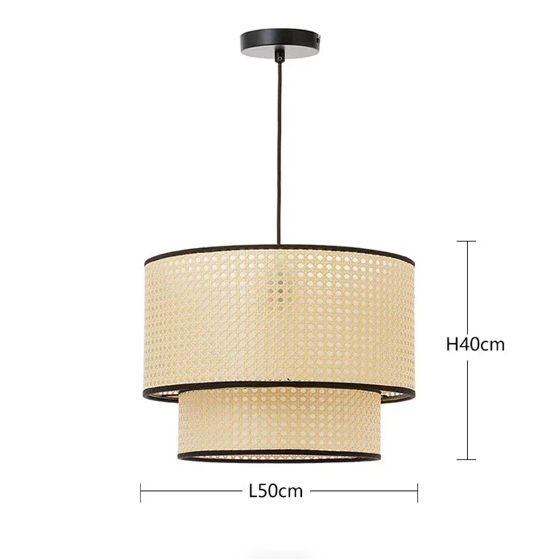 Lámpara colgante LED de ratán y mimbre Wabi-sabi hecha a mano, arte nórdico, lámparas creativas tejidas a mano para la decoración de la cocina y el hogar.