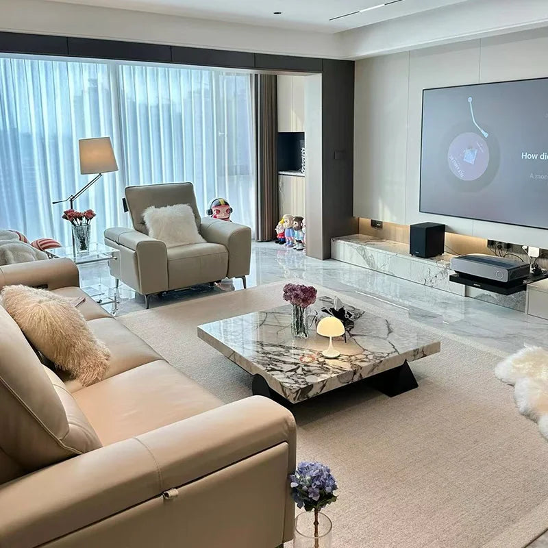 Italian Calacatta Square Coffee Table, Minimalist Luxury for All Spaces, Heat & Scratch Resistant, Customizable