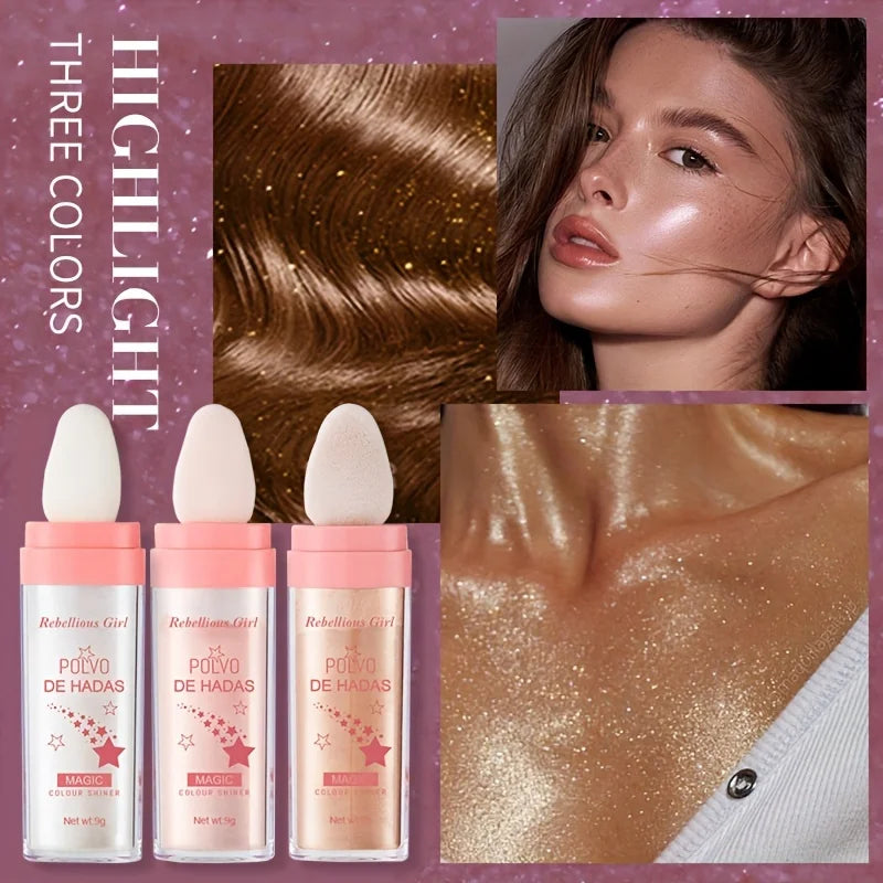 Barra iluminadora Fairy Powder: rubor de contorno brillante para iluminar y definir tus facciones.