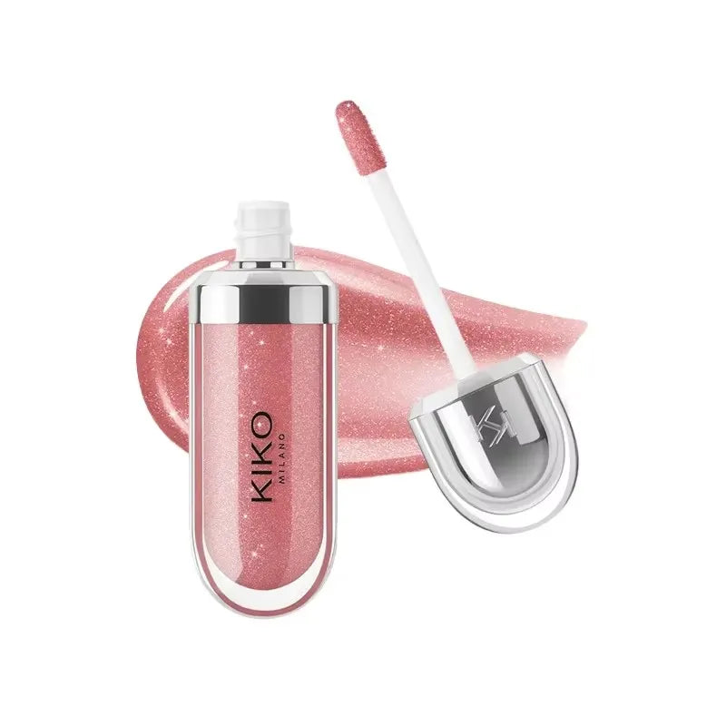 KIKO 3D Liquid Lip Glaze Brillo labial transparente Lápiz labial con efecto espejo Labios nutritivos, brillantes y voluminosos que no se desvanecen Maquillaje con pasta de frijoles y té con leche
