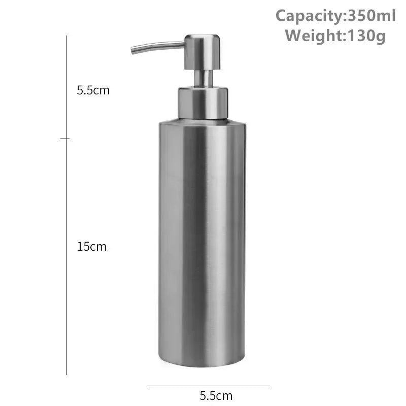 Dispensador de jabón líquido, botella para gel, acero inoxidable 304, plata, oro rosa, bomba para loción, jabón de manos, dispensador para cocina y baño.