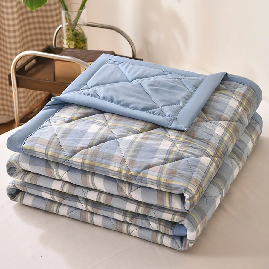 Edredón delgado de verano, suave, para aire acondicionado, para las cuatro estaciones, lavable a máquina, manta individual o doble, edredón acolchado ultrasónico