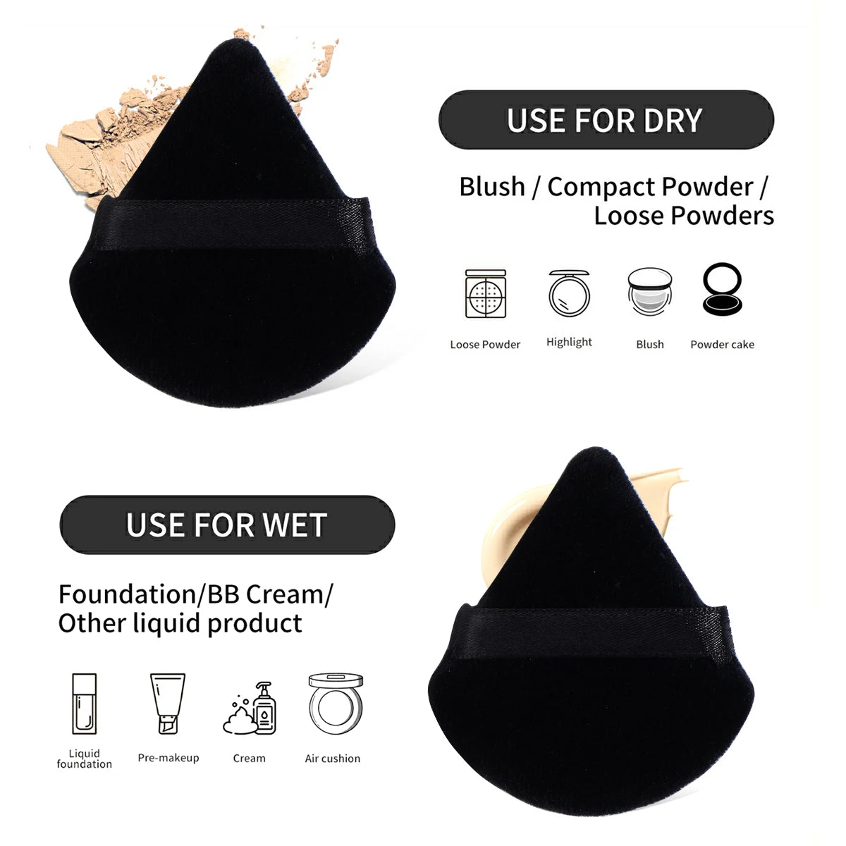Set de brochas de maquillaje MAANGE para base, contorno y rostro con borlas para polvos. Perfectas para difuminar en mejillas, frente, mandíbula y nariz.