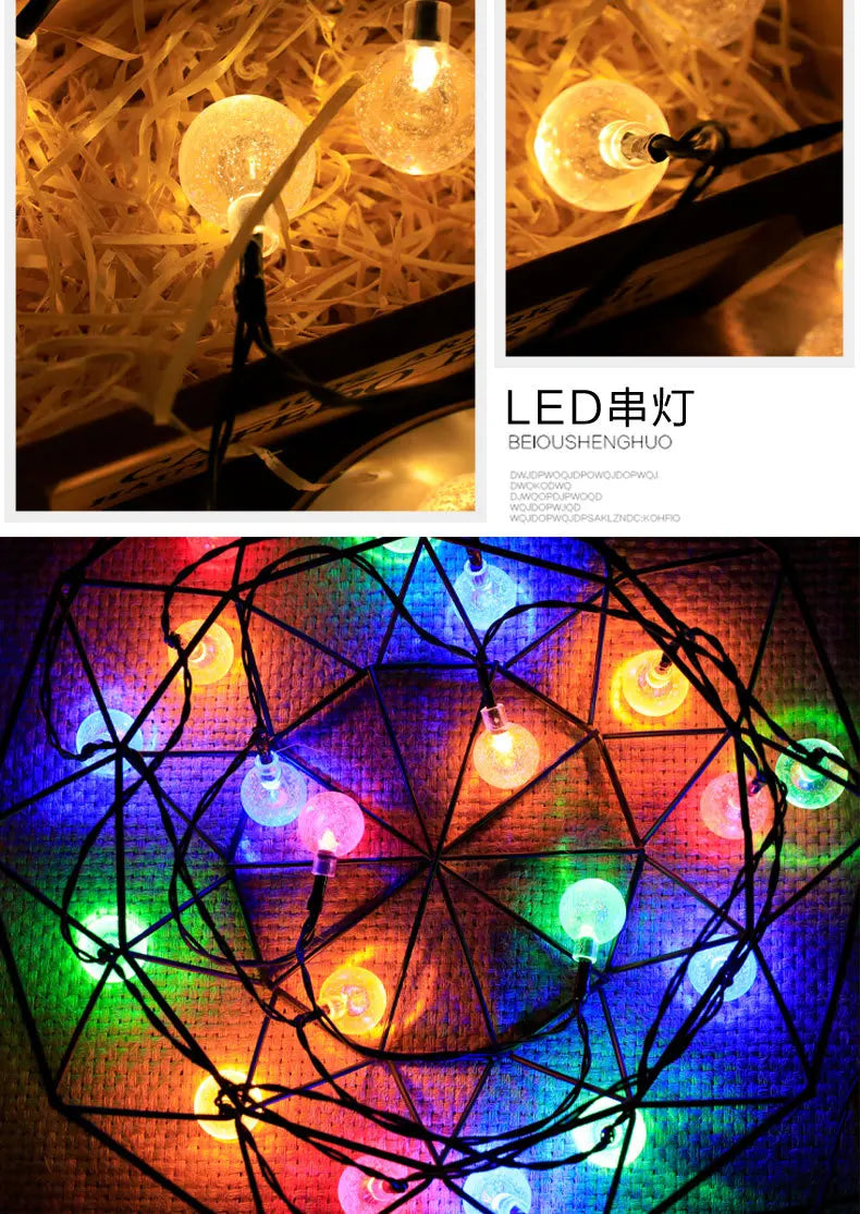 Nuevas luces solares de burbujas para exteriores, guirnalda de luces para camping al aire libre, guirnalda de luces decorativas con forma de gota de agua y luces LED de cristal.