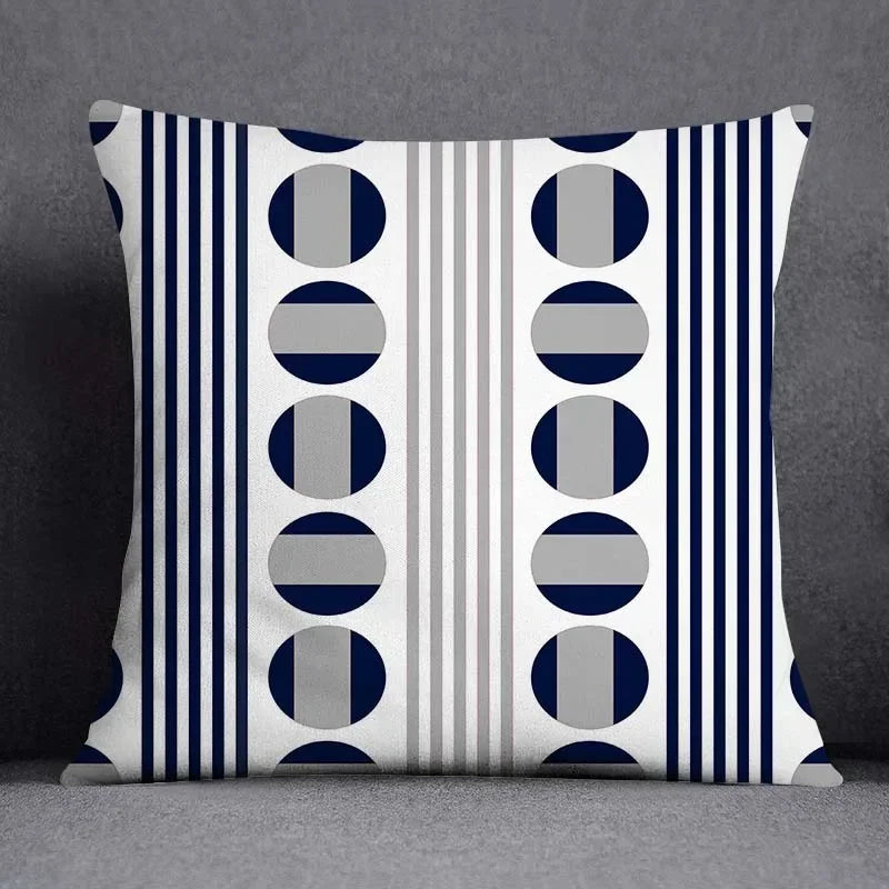 Funda de cojín de 45x45 cm con estampado geométrico, poliéster, azul grisáceo, funda de almohada para sofá, cojín decorativo, funda de almohada para el hogar