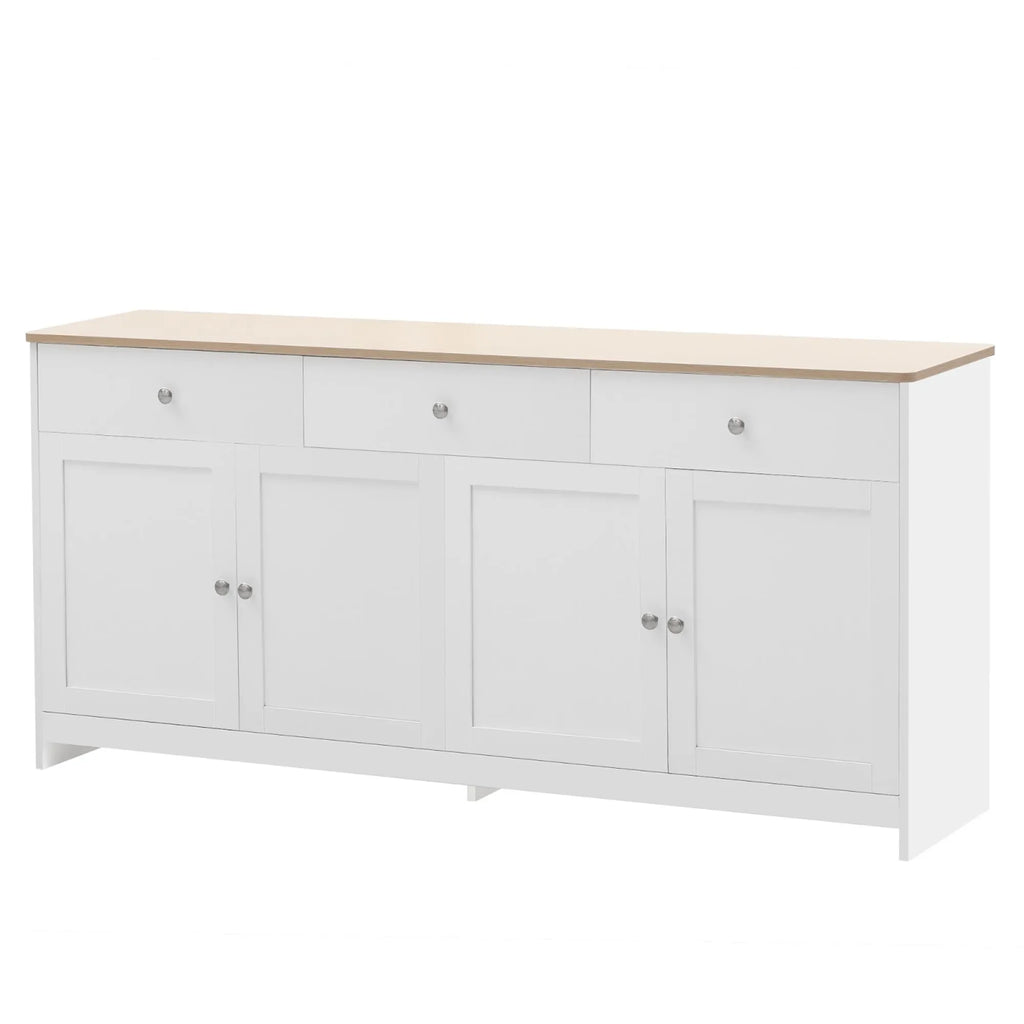 Comanlai Multi-Storage Sideboard Scandinavian Modern Buffet Cabinet 3 Drawers 4 Doors Storage Cabinet For Dining Living Room