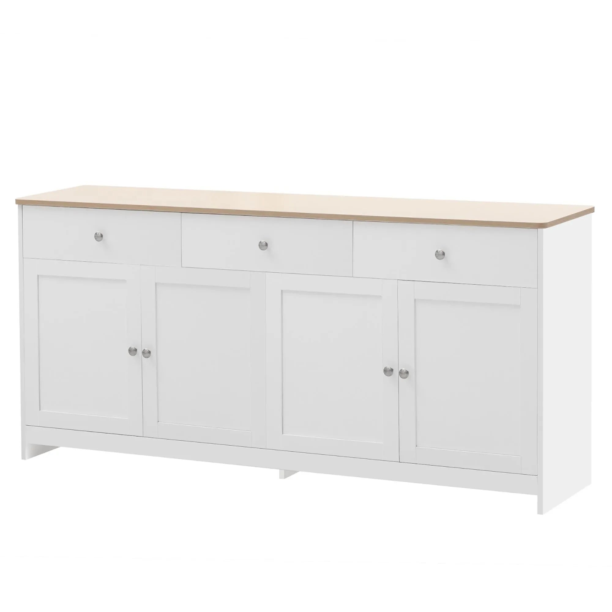 Comanlai Multi-Storage Sideboard Scandinavian Modern Buffet Cabinet 3 Drawers 4 Doors Storage Cabinet For Dining Living Room