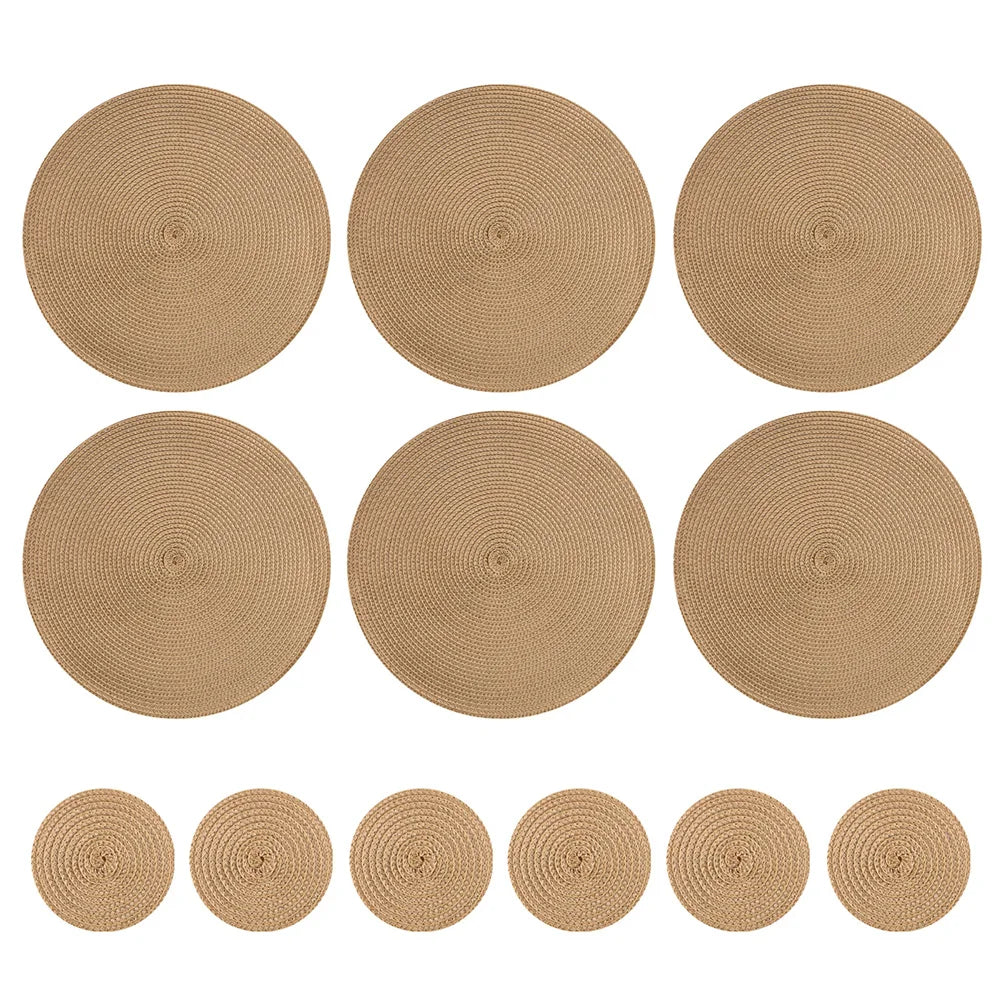 12 manteles individuales redondos trenzados lavables, antideslizantes, para mesa, vajilla, cuencos, decoración para el hogar y la cocina, posavasos.