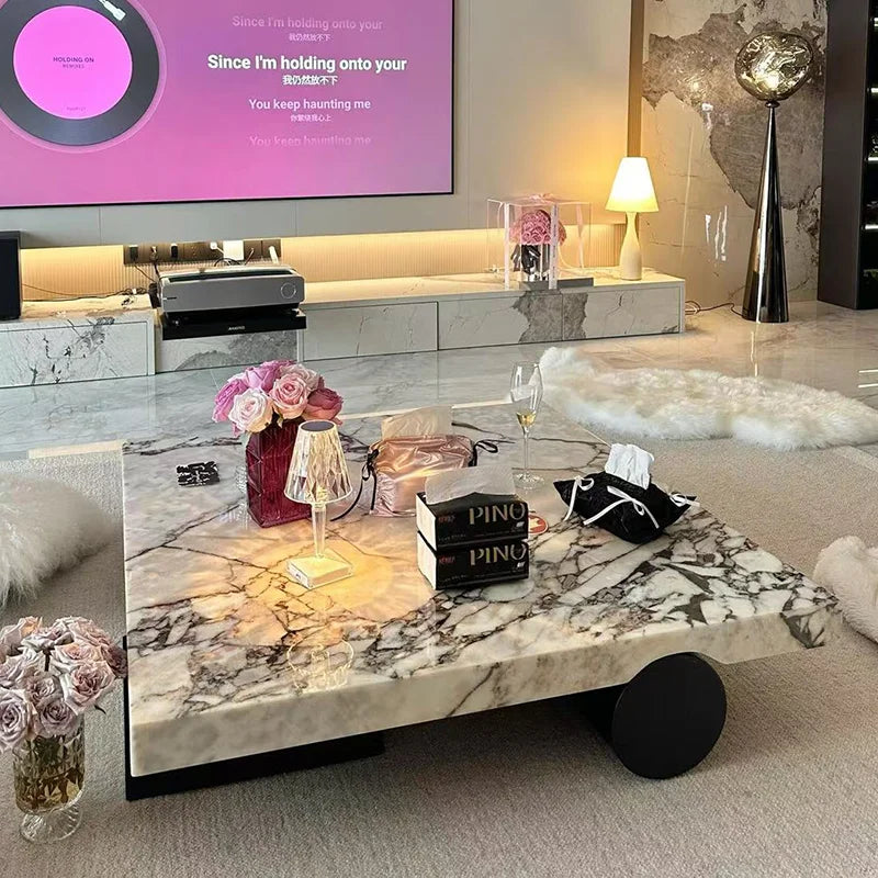 Italian Calacatta Square Coffee Table, Minimalist Luxury for All Spaces, Heat & Scratch Resistant, Customizable