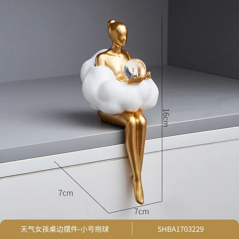 Escultura Chica Nube, Figura de Arte Abstracto, Estatua, Decoración Moderna de Mesa, Decoración de Lujo para el Hogar, Diseño Estético, Figurita, Artesanía