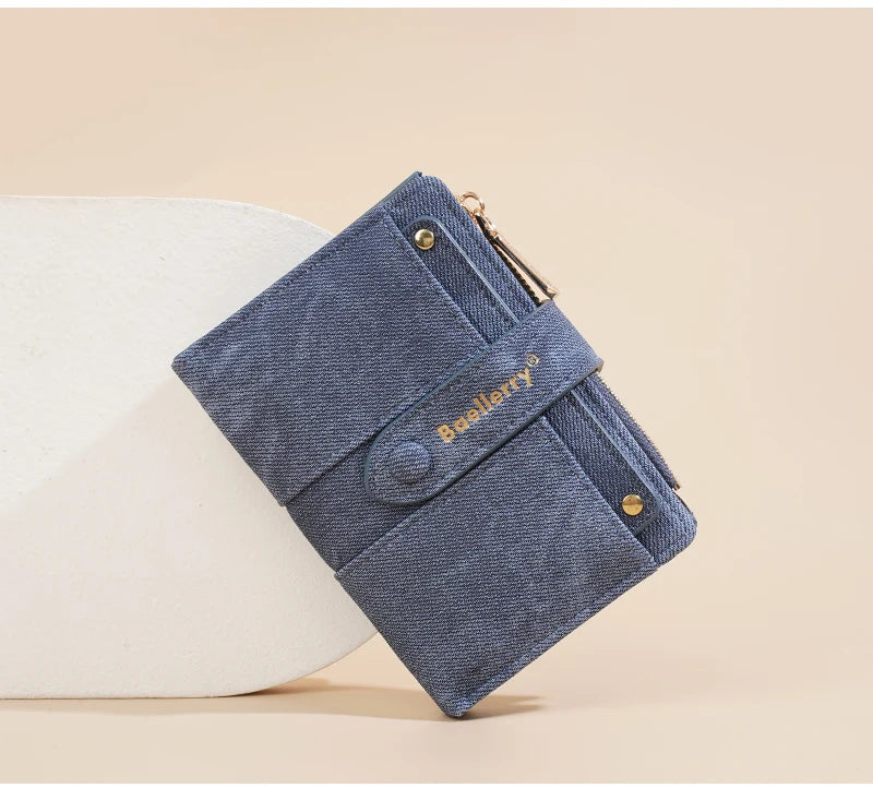 Carteras cortas de mujer Baellerry New Fashion con cremallera, monederos de alta calidad, monedero para mujer con clip para tarjetas desmontable.