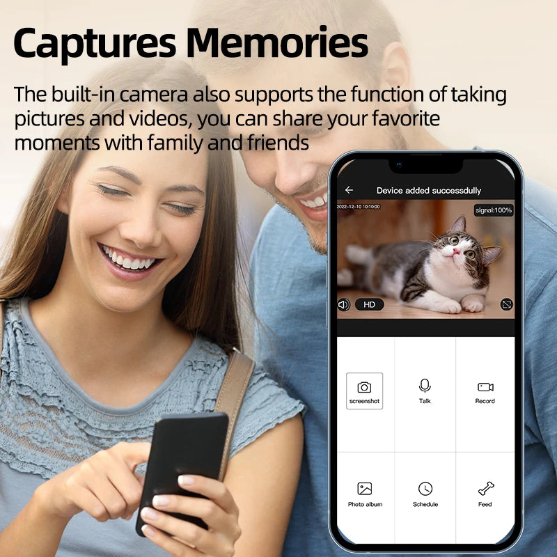 Comedero automático para gatos ROJECO con cámara de video, dispensador de comida para gatos, grabadora de voz inteligente para mascotas, control remoto, comedero automático para gatos y perros.