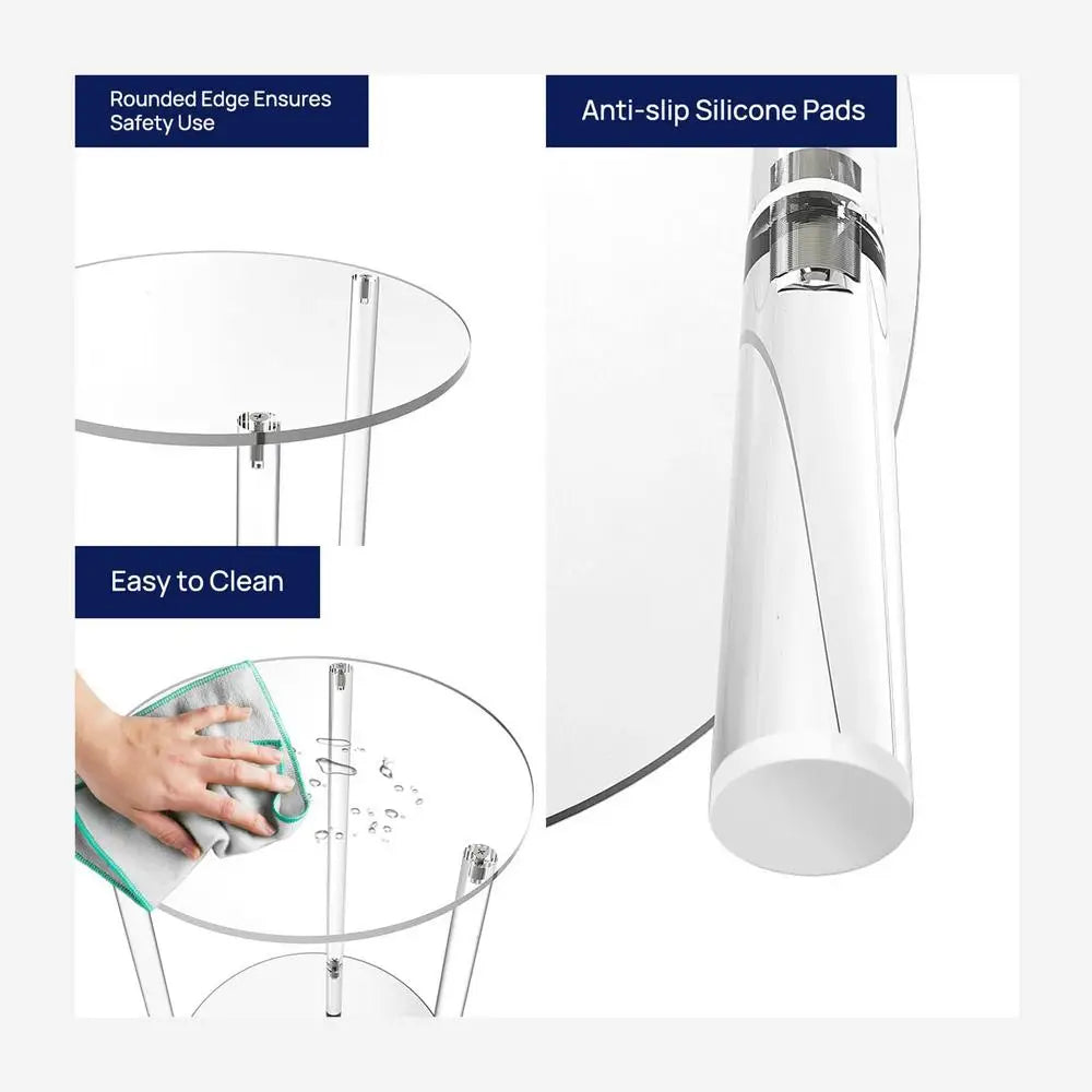 Acrylic Round End Table Small Round Side Table End Table Clear Small Round Table Acrylic Transparent Coffee Table for Bedroom