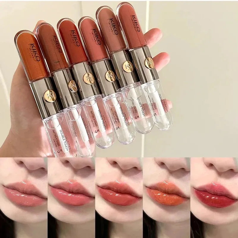 KIKO 3D Liquid Lip Glaze Brillo labial transparente Lápiz labial con efecto espejo Labios nutritivos, brillantes y voluminosos que no se desvanecen Maquillaje con pasta de frijoles y té con leche