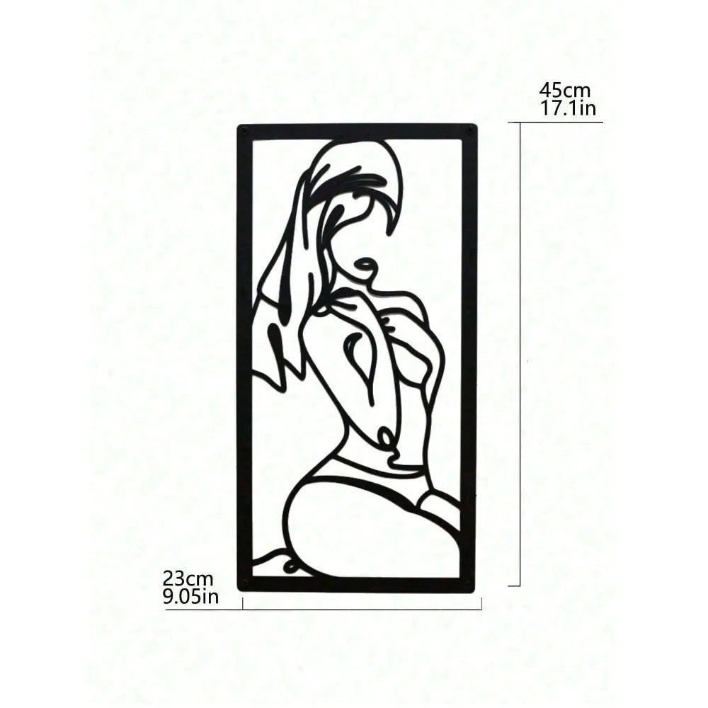 Decoración de pared de metal con arte lineal minimalista de mujer, regalo moderno para el baño de la mujer.