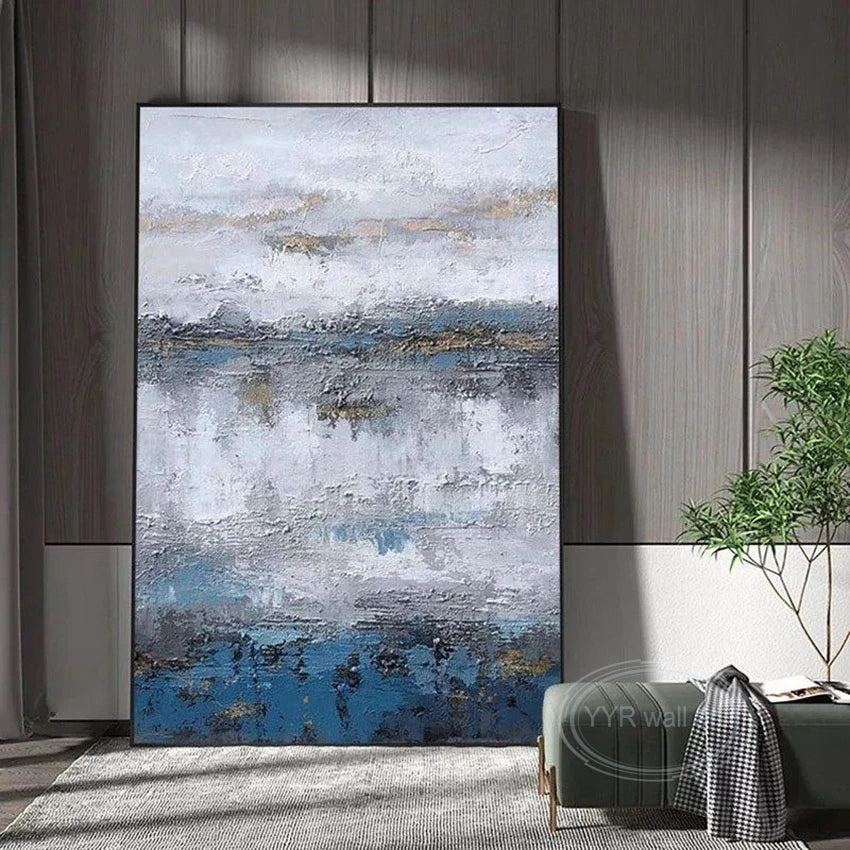 Pintura al óleo abstracta nórdica, lienzo hecho a mano, mural decorativo acrílico sin marco, imagen colgante para sala de estar, dormitorio, pasillo, porche.