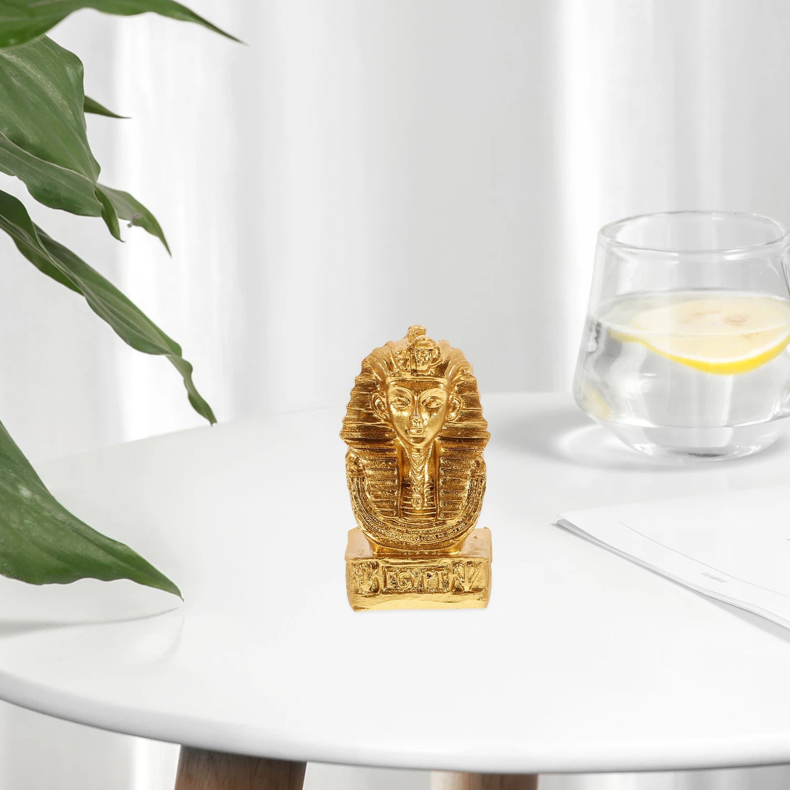 1 pieza Estatua de momia de resina Figura de faraón egipcio Tema antiguo Decoración del hogar Nombre de escritorio Adorno de oficina Estilo vintage Arte