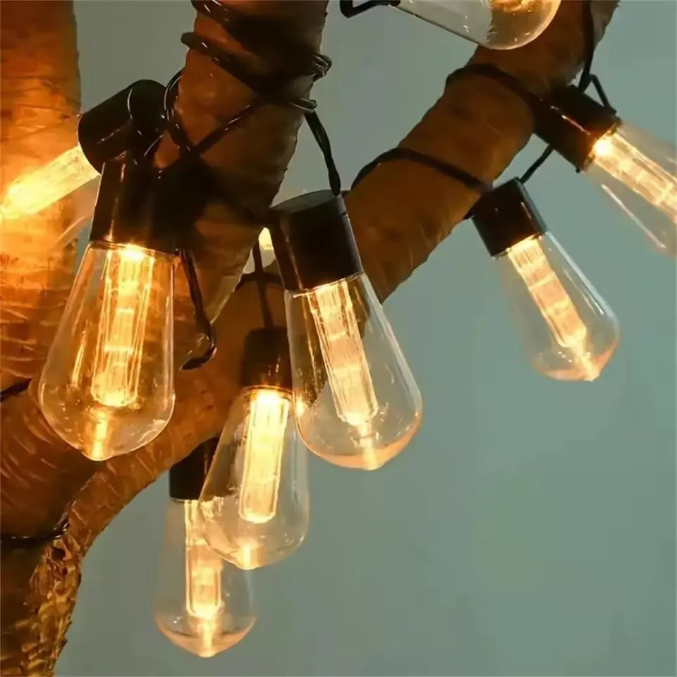 1 unidad de guirnalda de luces solares, lámparas de jardín impermeables para exteriores, jardín, terraza, balcón, camping, decoración retro para fiestas.