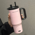 Termo de acero inoxidable de 720 ml con pajita y asa, ideal para café helado, bebidas, viajes en coche y actividades al aire libre.